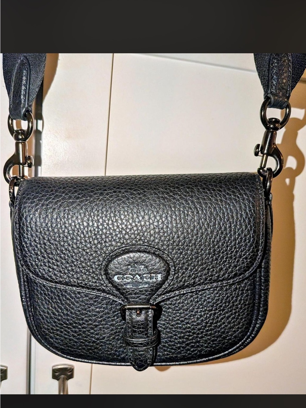 Coach Amelia  Black Pebbled Leather Crossbody Bag